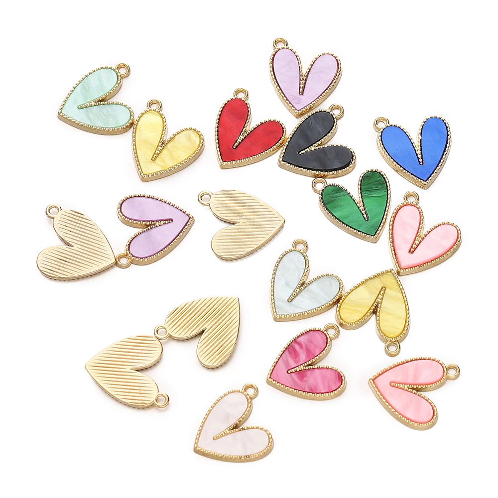 10pcs/lot Alloy Heart-shaped Imition Shell Alloy Pendants Necklace Small Charm For DIY Jewelry Making Crafts Supplies Findings