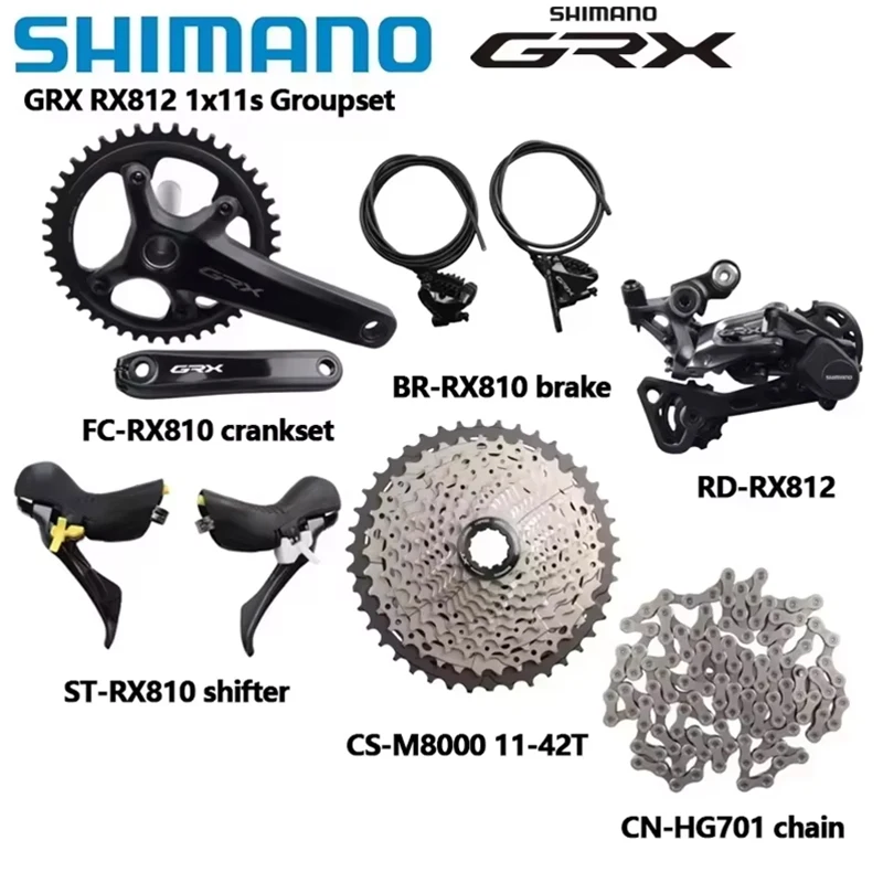 Shimano GRX RX810 RX812 1X11s Groupset 170mm 172.5mm 40/42T Crank 