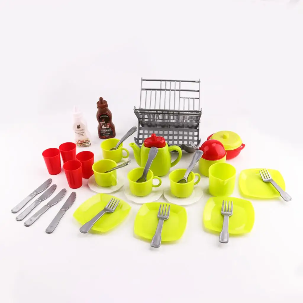 

Kids Deluxe Kitchen Pretend Play Toy Set (34pcs with Pot, Dishes & Drainer)