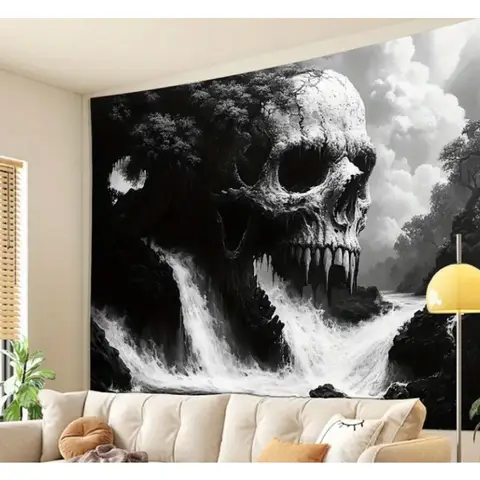 लिविंग रूम, बेडरूम, ऑफिस की सजावट के लिए खोपड़ी टेपेस्ट्री - पार्टी और घर के माहौल के लिए बिल्कुल सही रचनात्मक उपहार 8 best sales खोपड़ी टेपेस्ट्री - №5