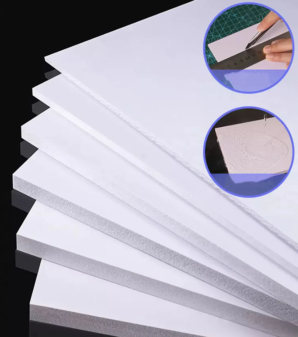 Thick 1/2/3/5/7mm Black/White PVC Hard Sheet Foam Board Handmade DIY Model Building Making Material Accessory