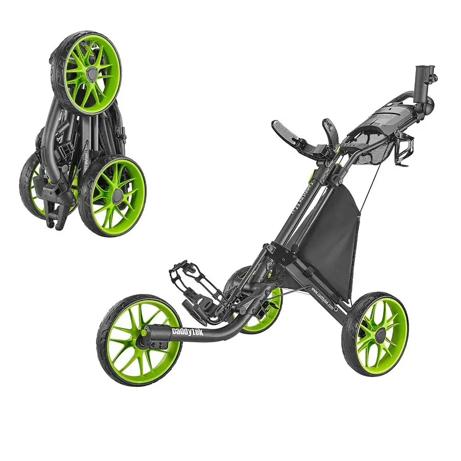 

CaddyLite EZ V8 Golf Push Cart Lightweight 3 Wheel Foldable Cart with OneClick 2Step Folding, EVA Wheels, Adjustable Handle, Coo