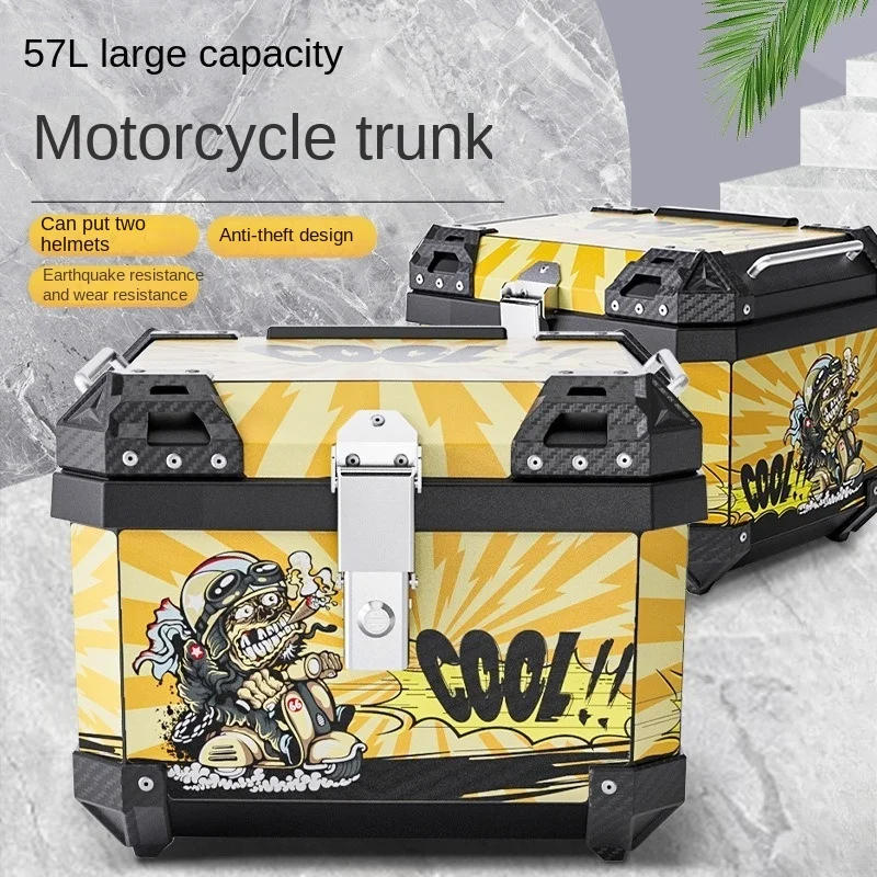 

Motorcycle Tailbox Anti-theft and Waterproof Quake-proof Non-aluminum Alloy Storage Car ABS Material Moto Accessories Box 57L