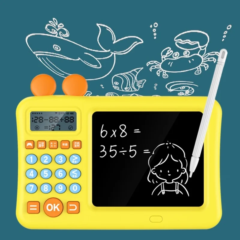 Kinderrekenmachine met notitieblok Optellen Aftrekken Vermenigvuldigen Delen Wiskundeleermachine met WordPad