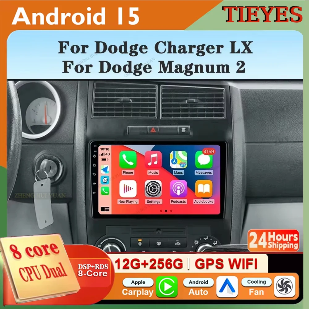 Para Dodge Charger LX 2005 - 2010 para Dodge Magnum 2 2003 + Android 15 2K QLED CarPlay Auto Radio reproductor de vídeo Multimedia GPS