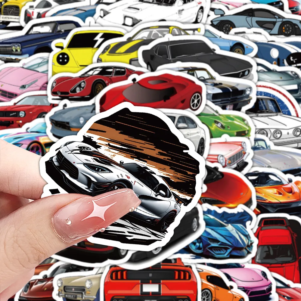 60PCS Car Stickers Cool Racing Sports Car Cartoon Sticker Kids Toys Decoration DIY Fridge Luggage Laptop Phone Guitar Decals
