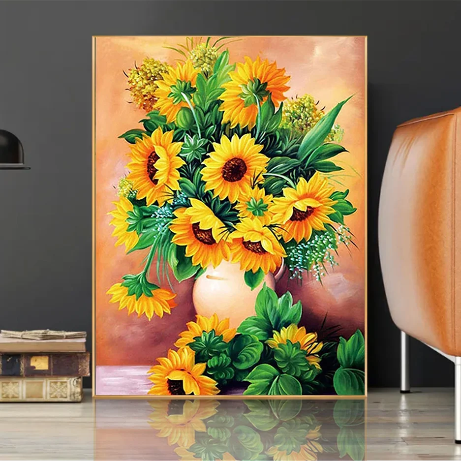 Sunflower 5D Diamond Painting Kits Full Square/Round Diamond Mosaic Flowers Rhinestone Embroidery DIY Home Decor