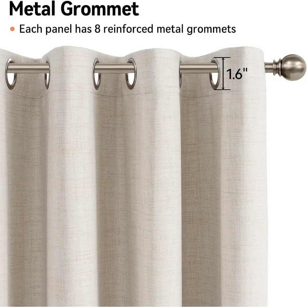 침실용 블랙아웃 린넨 커튼, 거실용 베이지색 그로멧 패널, 유아실용 단열 암막 커튼, 가을 장식