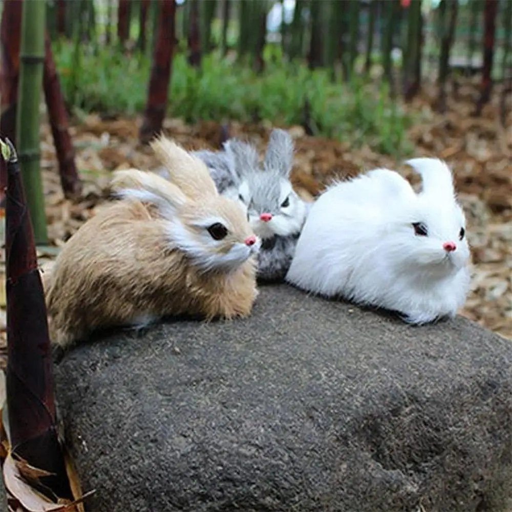 Mini Realistic Plush Rabbits Kids Toys Decorations Birthday Gift Lifelike Artificial Animal pocket Bunny Plush Toys Model