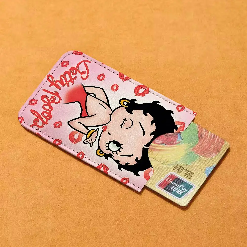 Pretty Cartoon B-Betty B-boop Ultra Slim Men Leather Wallet Lightweight Credit Bus ID Card Holder Case for Daily Business Use view 4