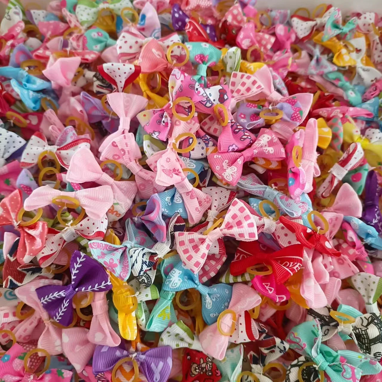 100/200/500/1000pcs Cute Yorkie Pet Bows Small Dog Grooming Accessories Rubber Bands Puppy Cats Dogs Bows Headwear Pet Items