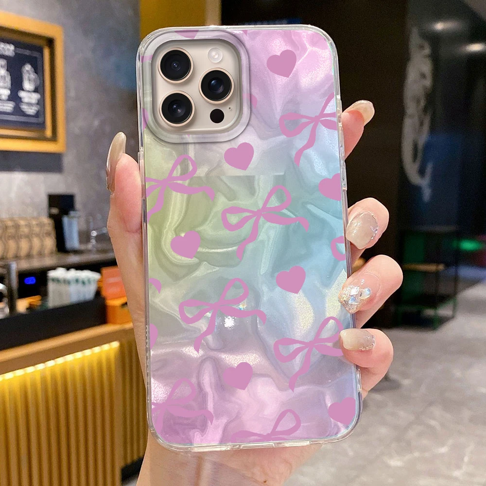 الأخضر Bowknot الحب القلب الفتيات النساء جراب هاتف آيفون 17 الهواء 16 16e 15 14 13 12 برو ماكس 7 8 زائد X XS XR SE 2022 2020 غطاء #5