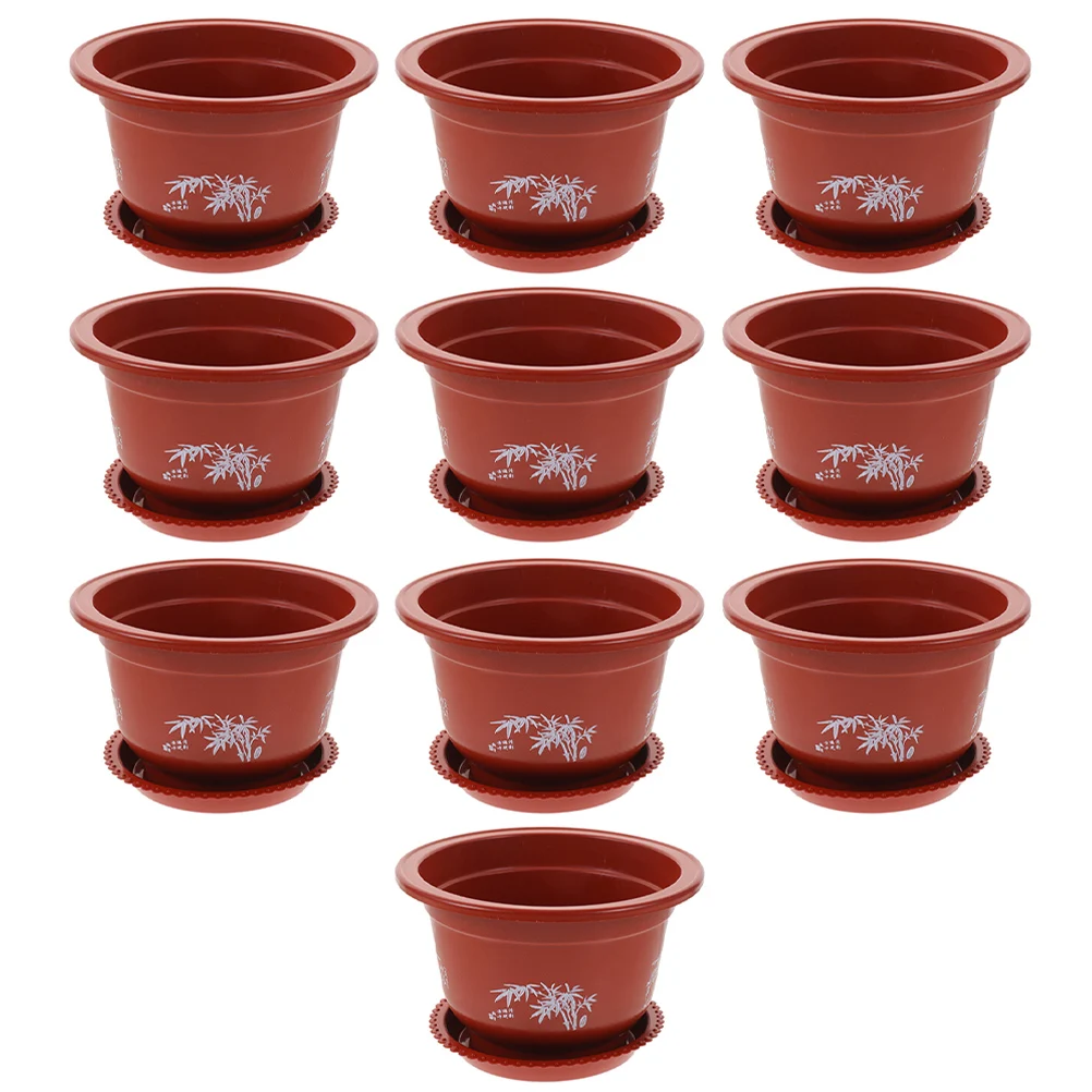 

10pcs Thickened Flower Pot Red 210 Type 18cm Pots for Garden Plant Flowers Vegetables Fruits Durable Plastic