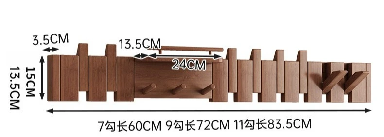 Klavierförmiger Kleiderbügel, Wandhaken, zusammenklappbar, aus massivem Holz, multifunktionaler Kleiderbügel für Eingangstüren – Detail 11