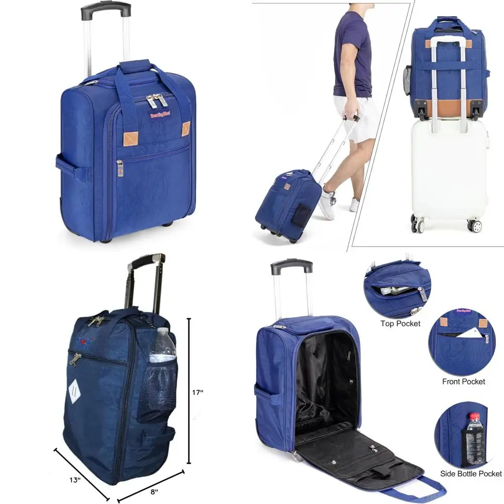 

Сумка для личных предметов на колесиках 17x13x8 дюймов — дорожный чемодан для авиакомпании с длинным хвостовым ключом