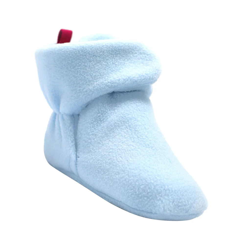 

Детские теплые носки, светло-голубые детские тапочки из кораллового флиса 13 см, Нескользящие зимние дышащие уютные носки для малышей