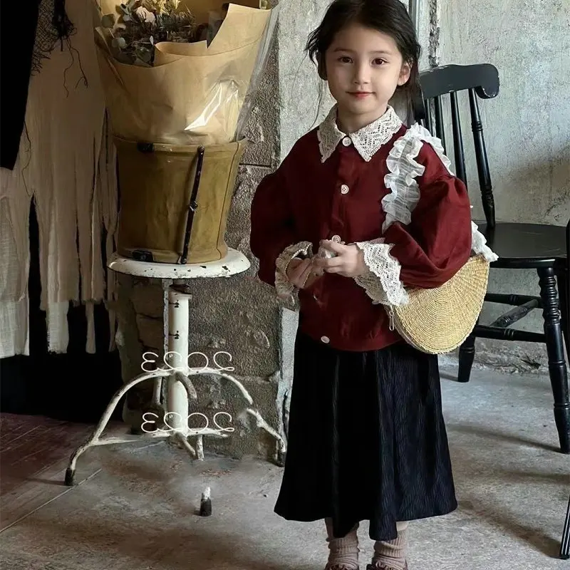 456  Girls Clothes Fall Winter Style 2PCS SETS Adorable kids' Sets And Outfits Baby Girl Clothes Top + Flowy Skirt Everyday