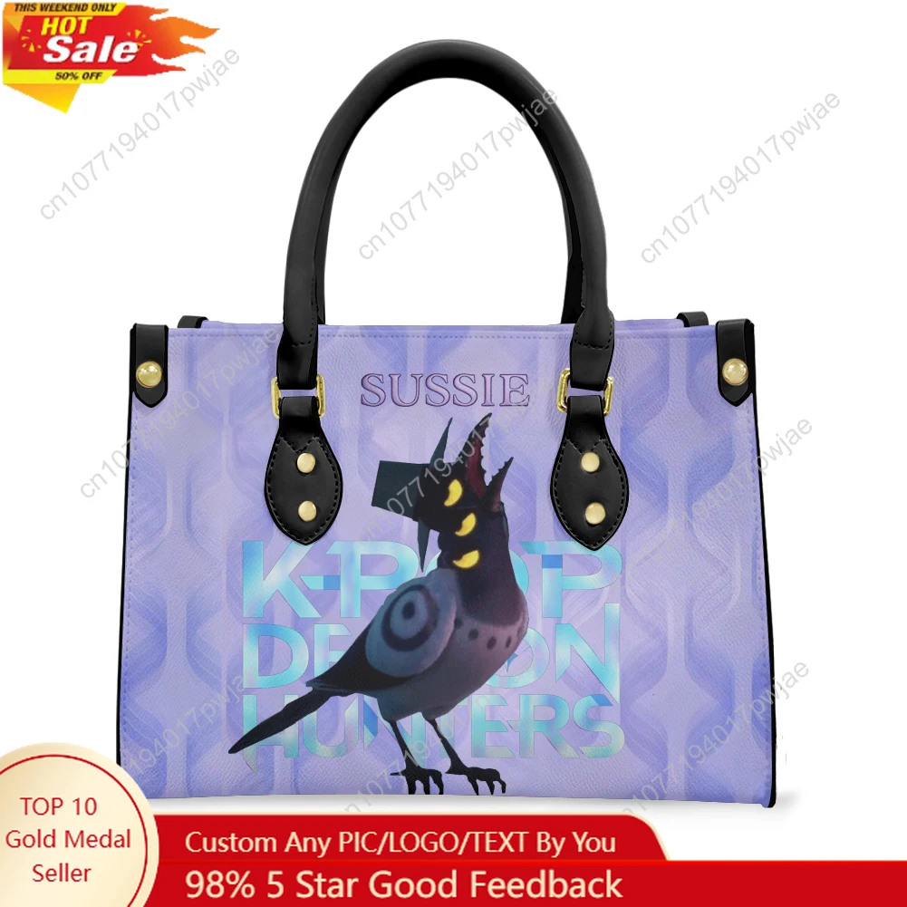 

KPop Demon Hunters Sussie Tote Bag Purse Womens Mens Personalized Text Image PU Leather Handbag Business Shopping Gift Bags