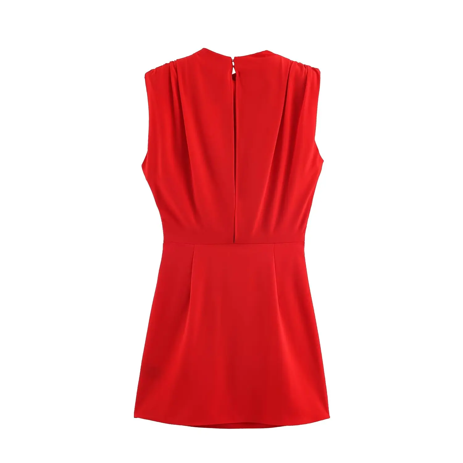 2026 Neues Damen-Minikleid, schlicht, figurbetont, sexy, unifarben, ärmellos, Abendkleid, elegant, mit Falten, schmaler Schnitt, seitlicher Reißverschluss, Freizeitkleid – Detail 5