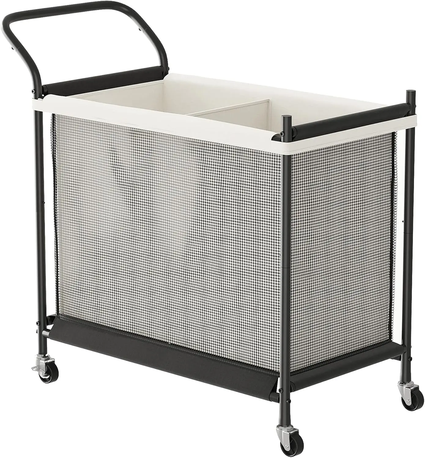 

Двухсекционная корзина для белья на колесиках, объем 140 л, со съемными моющимися мешками, для прачечной и спальни