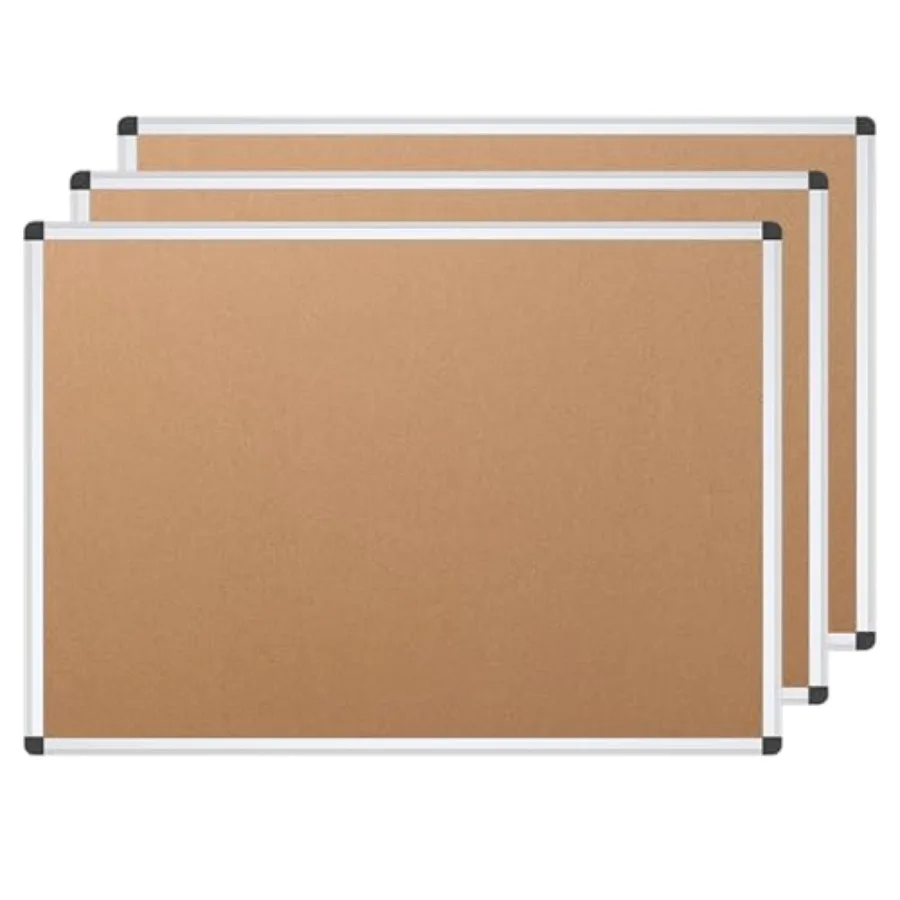 

Доска для заметок из пробки 48 x 24 дюйма, 3 штуки, серебристая алюминиевая рамка