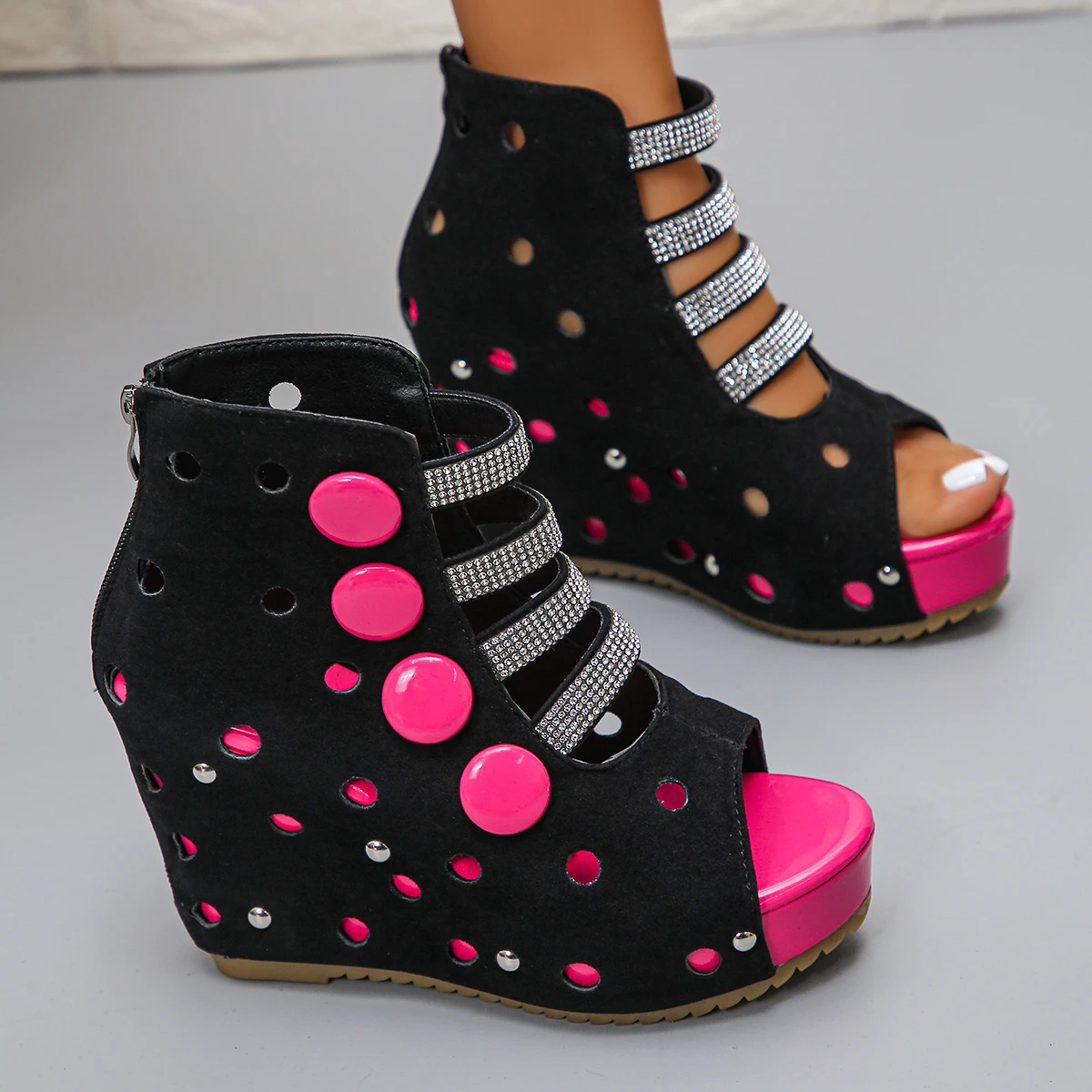 Women Sandals Summer Comfortable Hollow Roman Sandals Elegant Low Heel Shoes for Women Fashion Wedges Shoes Zapatos De Mujer