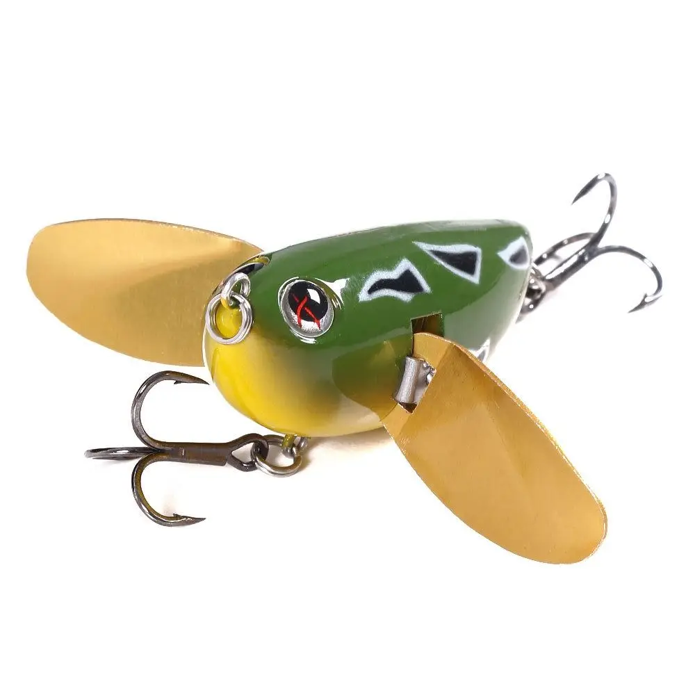 Lifelike Bee Crankbait Lure Bumblebee with Two Metal Spoon Bee-Shaped Fishing Bait Artificial Simulation Fishing Lure Trout