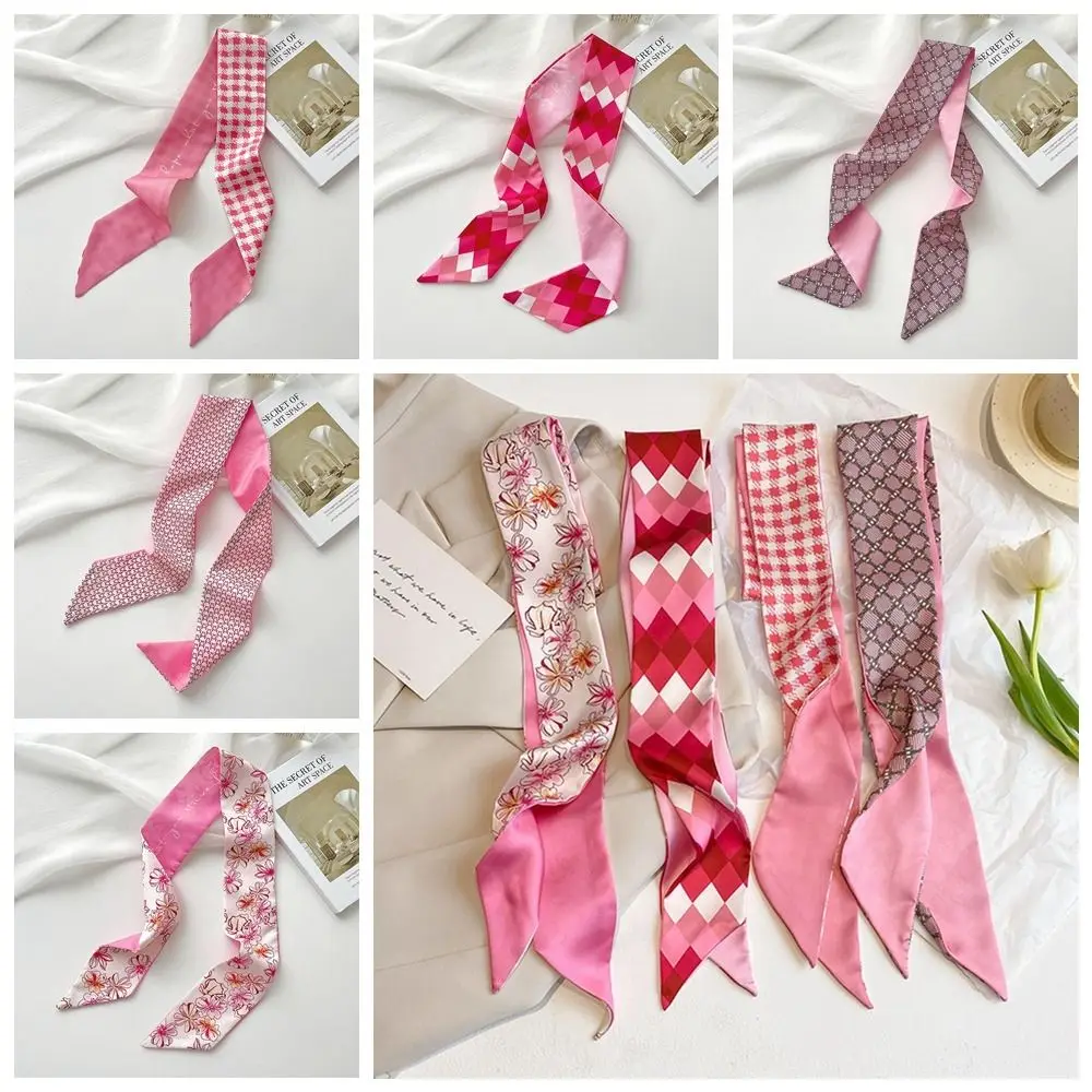 Elegant Ribbon Headband Silk Scarf Pink Hair Tie Long Scarf Scarf Accessories Neckerchief Scarf Hair Band Female