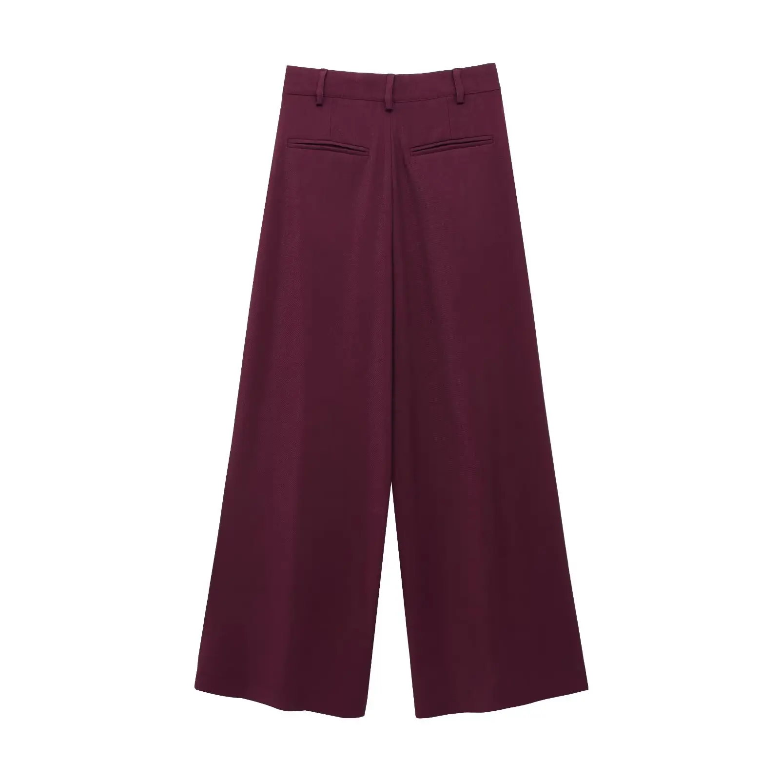 Jenny&Dave 2025 SS Minimalist Women's Suit Trousers Loose Casual Wide Leg Pants British Fashion Retro Burgundy Pants Women