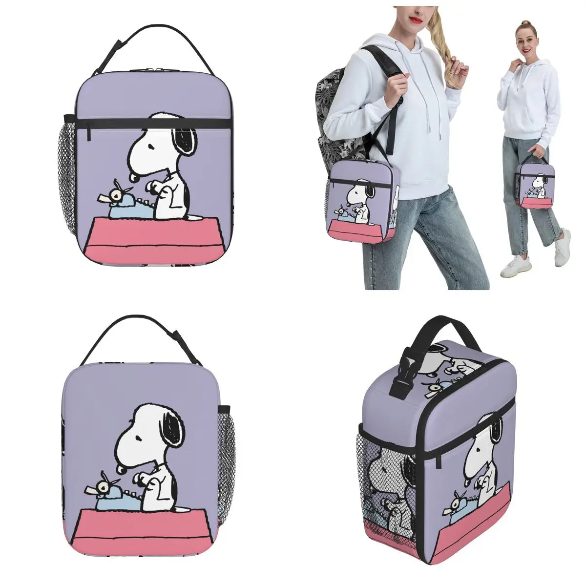 Orzeszki ziemne Snoopy Cute Cartoon izolowana torba torba termiczna na Lunch wielokrotnego użytku szczelna torba pudełko na Lunch torba na żywność