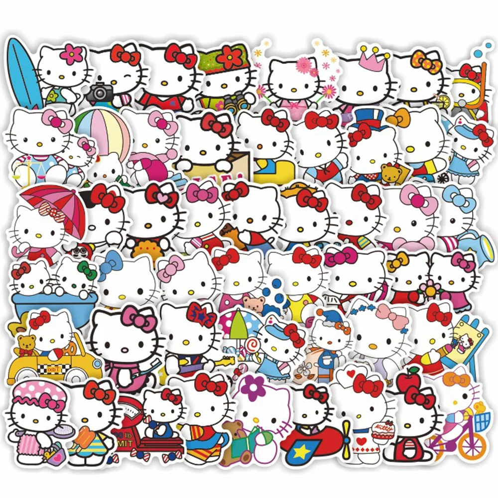 

10/30/50pcs Cute Hello Kitty Cartoon Graffiti Stickers Decals Waterproof DIY Phone Case Water Bottle Laptop Laptop Sticker Packs