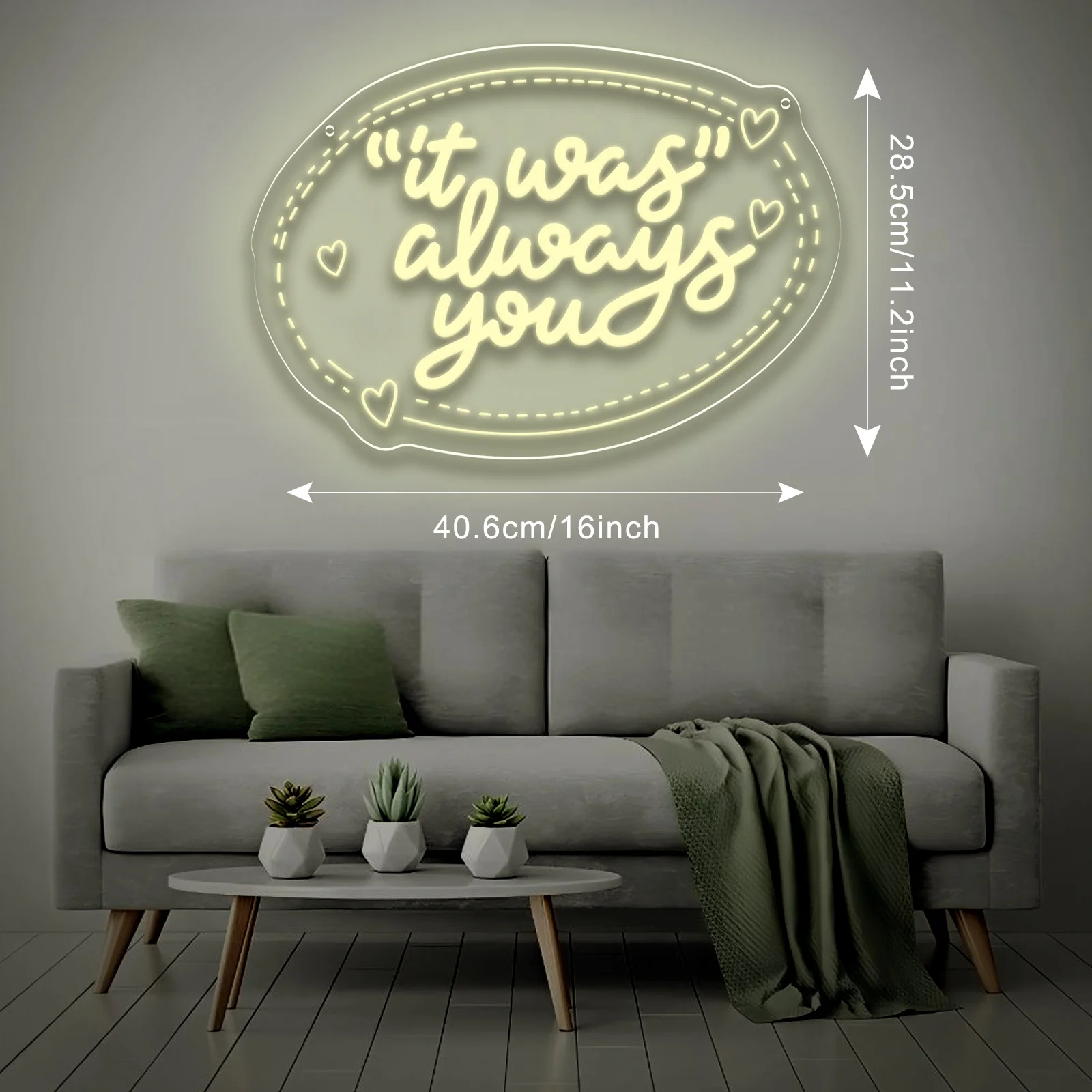 It Was Always You Neon Sign USB Dimmable LED Neon Light for Couples Anniversary Gift for Bedroom Wedding Home Wall Art Decor