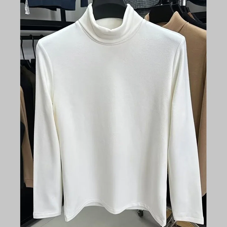 Men's Slim Cut Long Sleeve Base Shirt with Half High Collar for Efficient Heat Retention Comfortable Inner Layer Option