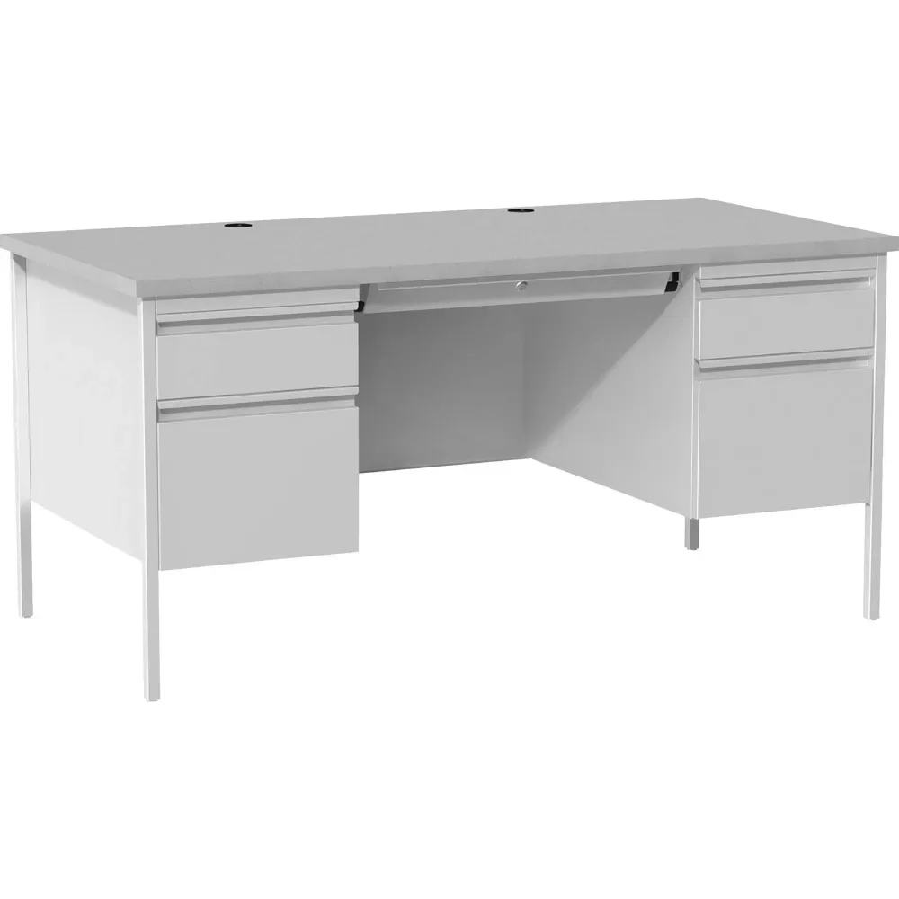 Grey Double Pedestal Steel and Laminate Desk - Stylish and Durable Office Furniture