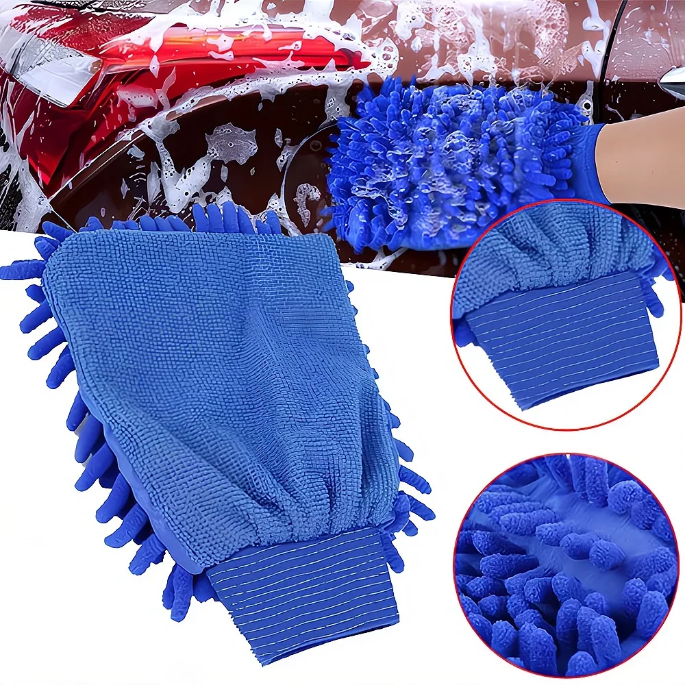 1X Chenille Coral Professional Superfiber Paint Car Modeling Motorcycle Washing Cleaning Glove Cloth Household Rag Color Random