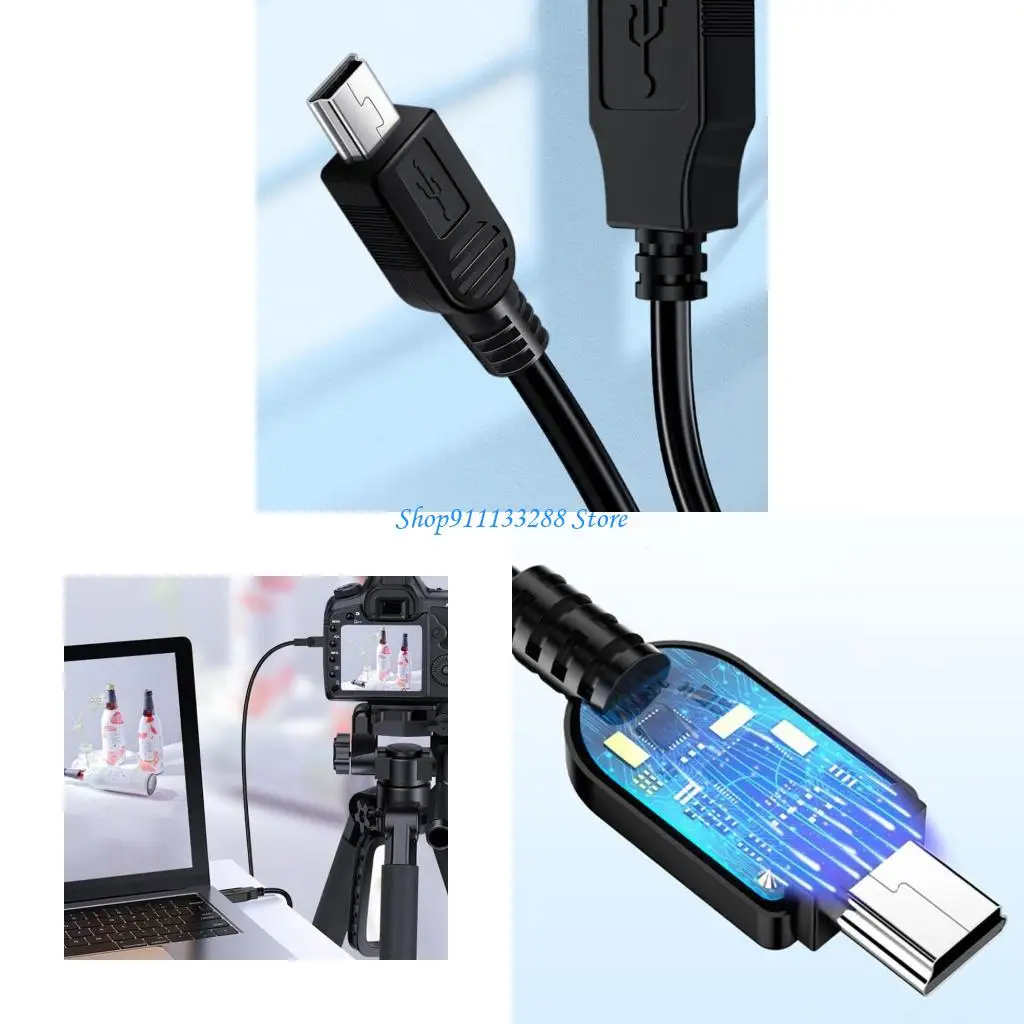 G88D 80cm Length Trapezoid T Mini USB Cable Portable USB to Mini USB for Quick Charging and Data Transfer