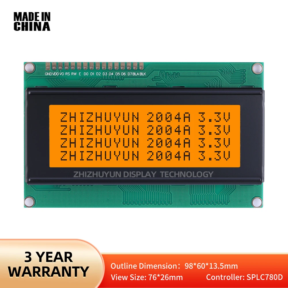 Spot Module 2004A Character Dot Matrix Screen LCD Screen English LCD Display Control Controller SPLC780D Voltage 3.3V