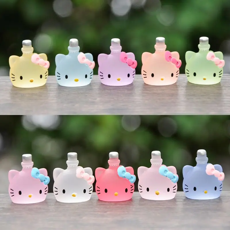 20-Pcs Hello Kitty Kawaii Diy Luminous Drink Series Resin Decorative Ornaments Girly Heart Cream Glue An On-Board Accessories