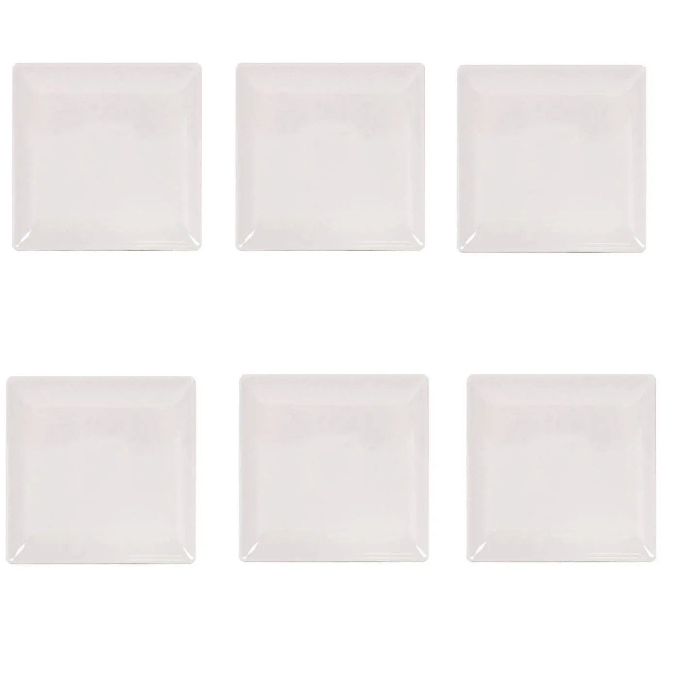 1x18x18 cm square ceramic flat plate Pack, ideal for home or hospitality. Set of 6 pa containers