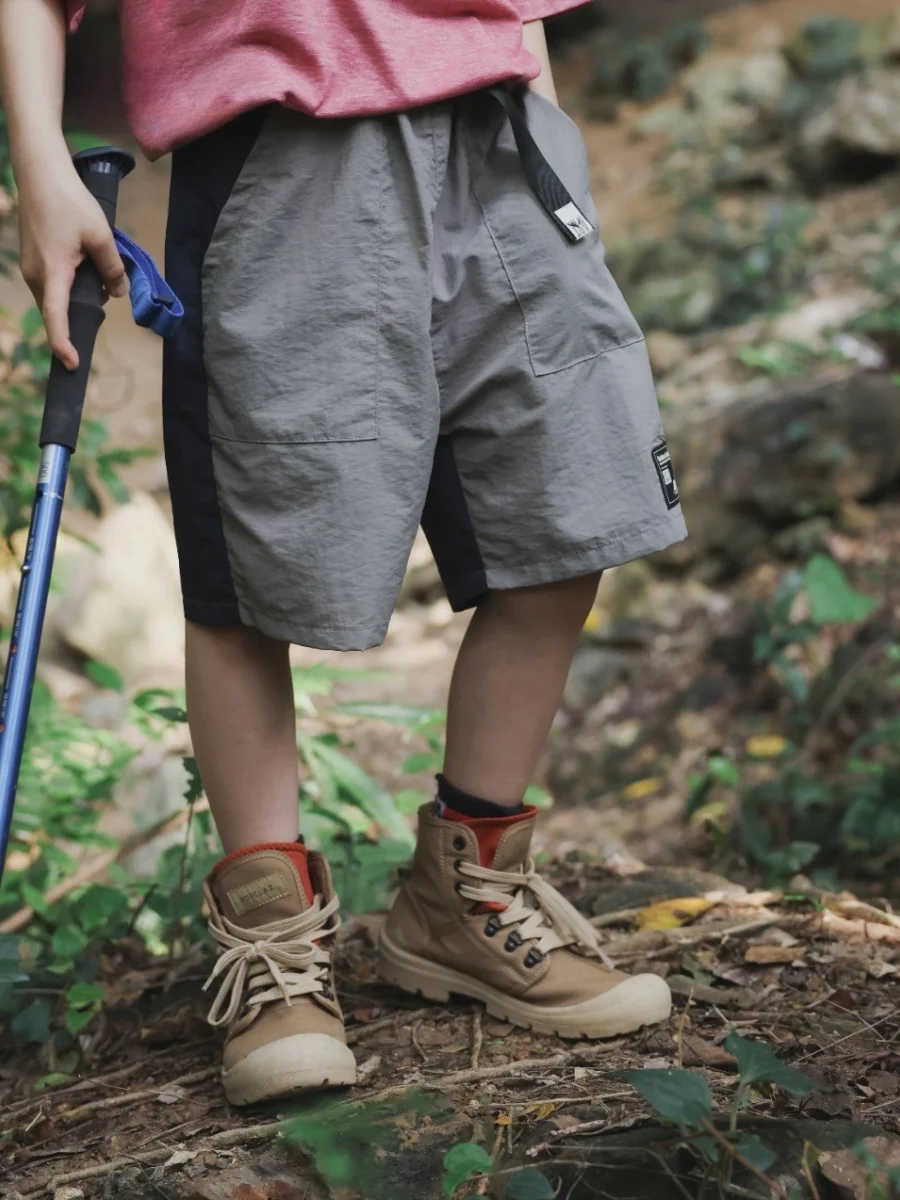 

Facec Summer Boys Quick Dry Loose Outdoor Camping Color Block Short Pants Polyester Fiber Casual Long Pants Middle Waist