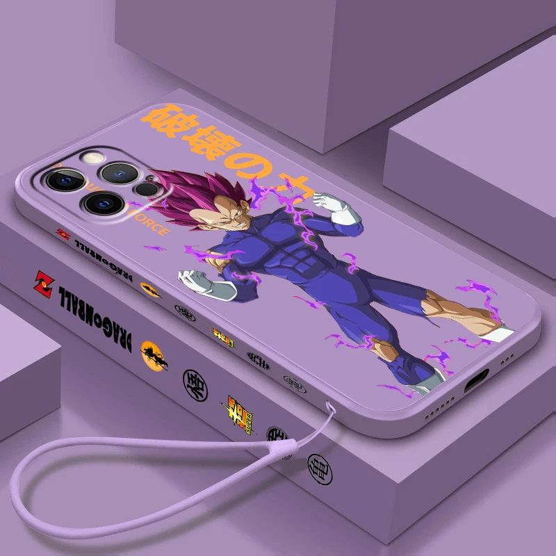 D-Dragon Ball Frieza Trunks Liquid Left Rope For Apple iPhone 15 14 13 12 11 XS XR X 8 7 SE Pro Max Plus Mini TPU Phone Case