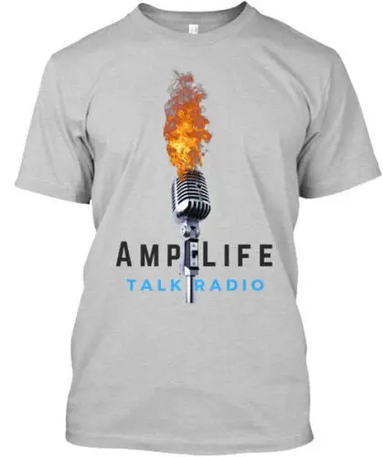 Amp Life Talk Radio Grey Short Sleeve T T-Shirt Made in the USA Size S to 5XL