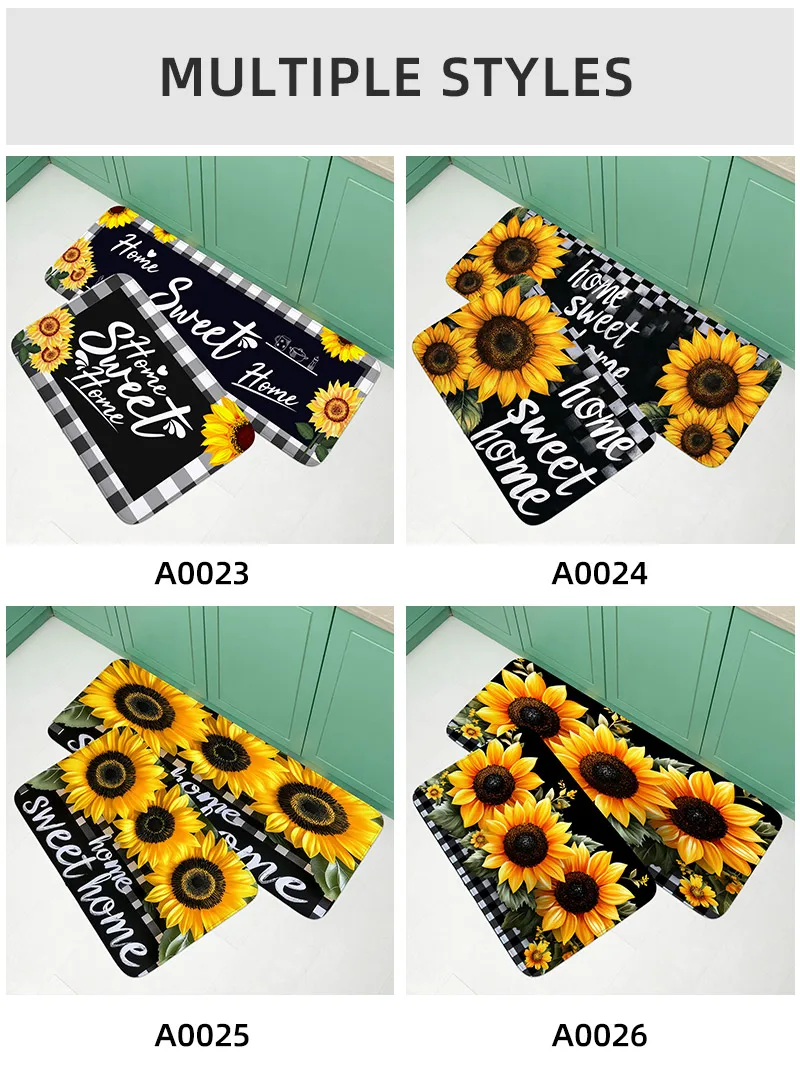 1-teiliges Küchenmatten-Set – Frühlings-Sonnenblumen-Oster-Teppich, rutschfeste Matte, Türmatte, Schlafzimmer, Wohnzimmer, Essbereich – leicht zu reinigen – Detail 15