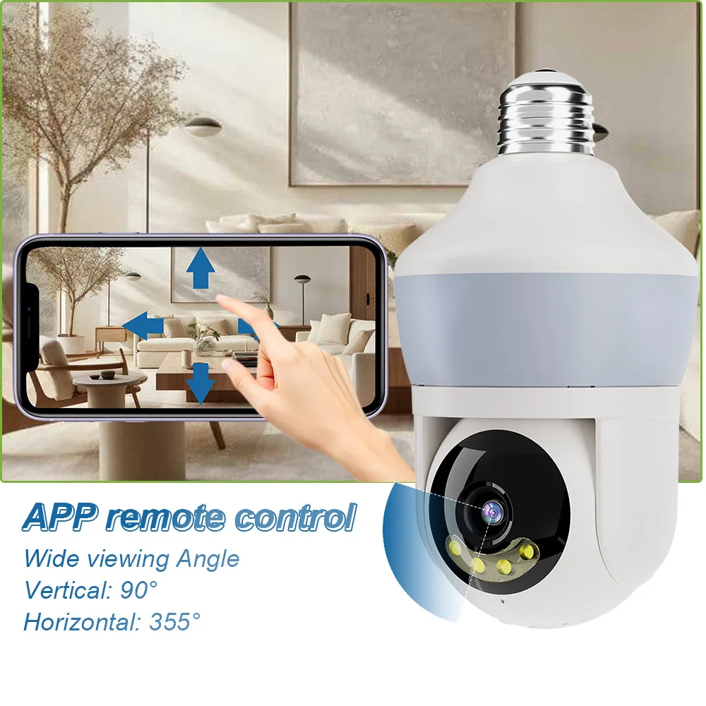 5MP Yoosee APP Floodlight Full Color E27 Lamp Head Socket Wireless PTZ IP Dome Camera AI Humanoid Detection Home Security Monito