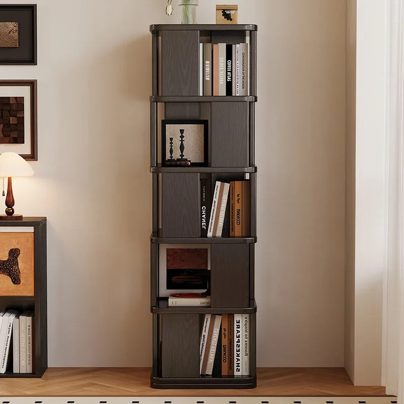 Wooden Toy Bookcase 4-tier Corner Figure Rotating Narrow Bookshelf Racks Ground Muebles Para El Hogar Furniture Living Rooms