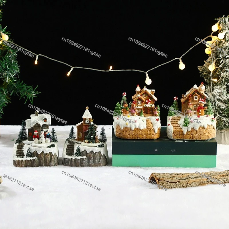 جديد عيد الميلاد الحلي الموسيقى الكهربائية متوهجة منزل أضواء LED منزل الثلج عيد الميلاد الحلي الهدايا