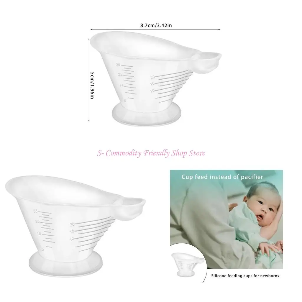 85AE Silicone Baby Feeding Cup with Clear Measurement Marks Easy to Control Feeding Solution 35ml Capacity White