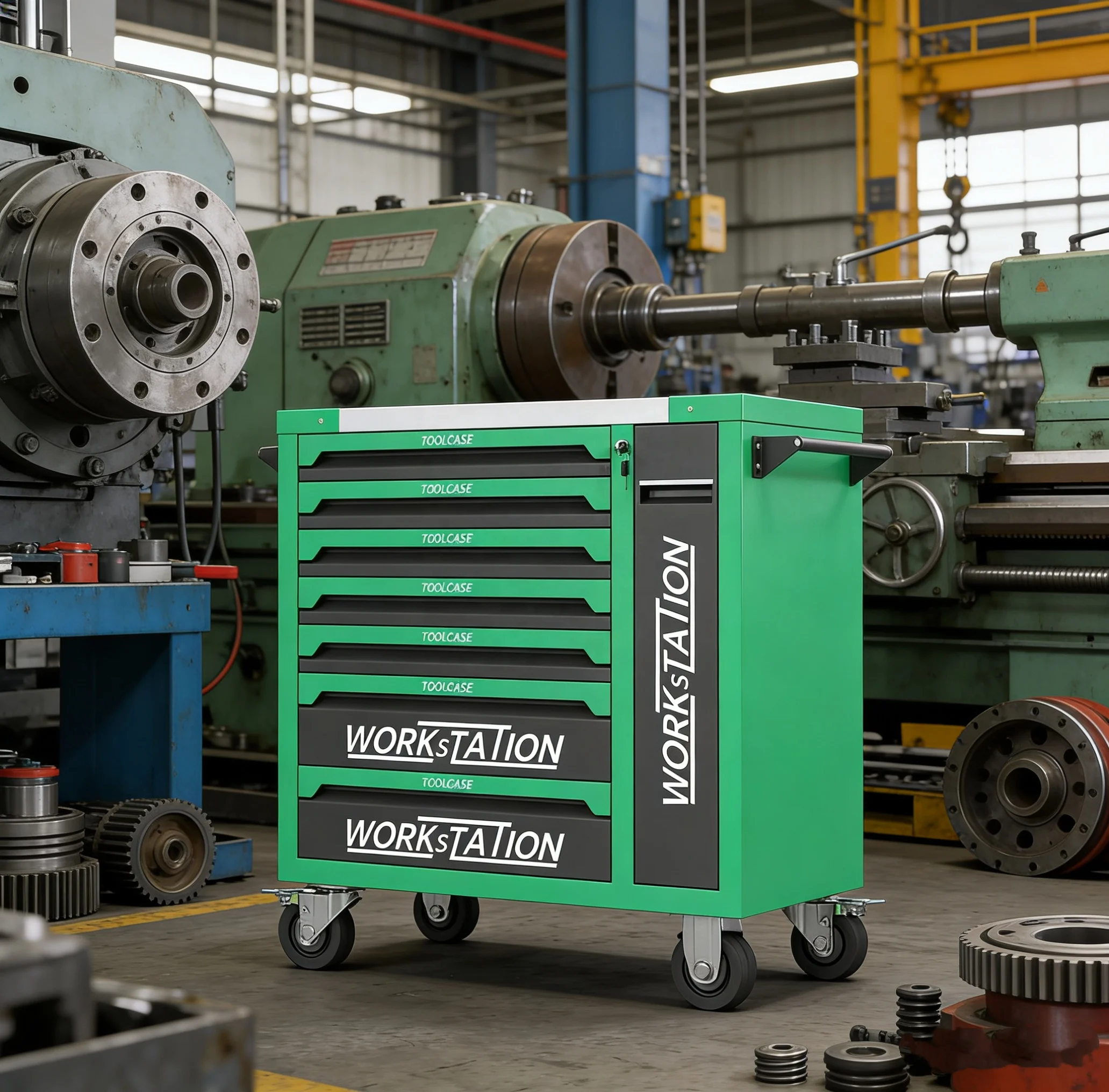 

7-Drawer Mobile Steel Tool Trolley For Workshop Swivel Casters Silent Sliding Rails 50KG Load Capacity Customizable Colors