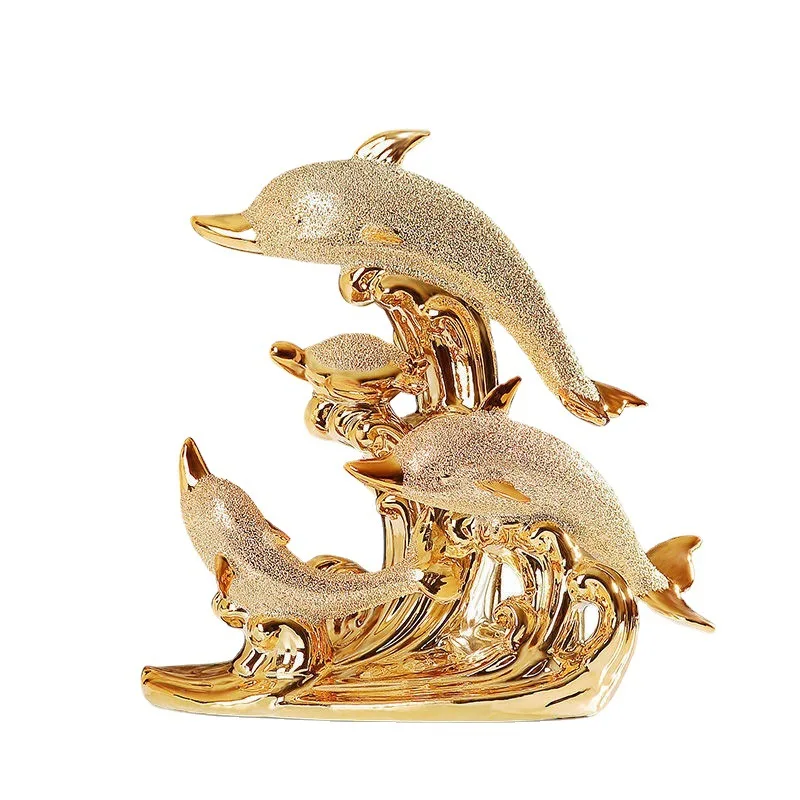 

Wedding Decor Crafts Ceramic Creative Room Decoration Handicraft Gold Animal Porcelain Figurines Decorations