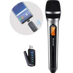 USB Wireless Microphone, Alvoxcon UHF Unidirectional Mic for Smartphone, PC Computer, Laptop, PA Podcasting Vlogging Youtube